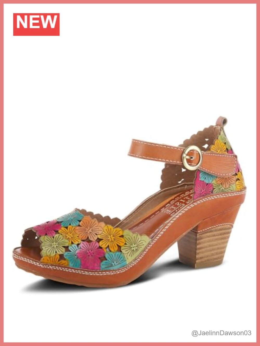 Hand-Painted Leather Platform Sandals with Ankle Strap